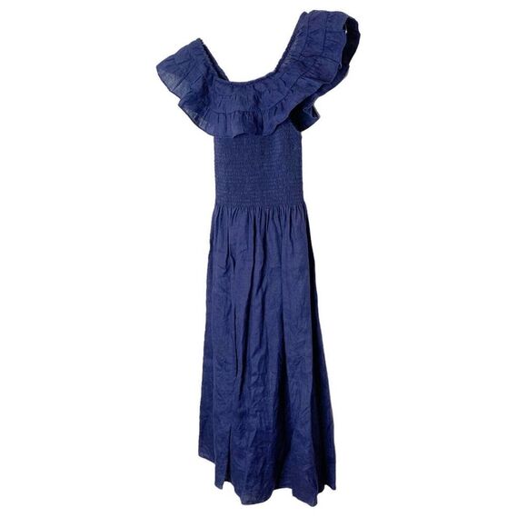 Hill House Women’s Akilah Linen Midi Nap Dress Navy Blue Size Small - Picture 5 of 10